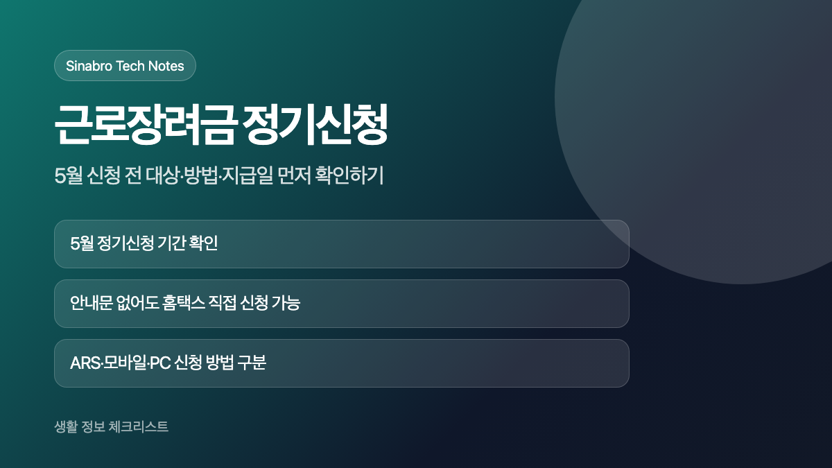 근로장려금 정기신청 대상과 신청 방법을 설명한 대표 이미지