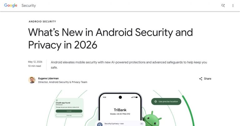 Google Android Security and Privacy 2026 공식 발표 화면